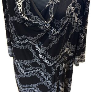 Dressbarn Elegant Black and White Midi Dress